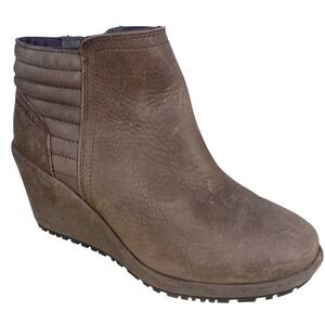 Merrell Womens Brown Leather Waterproof Wedge Ankle Boots Size 6